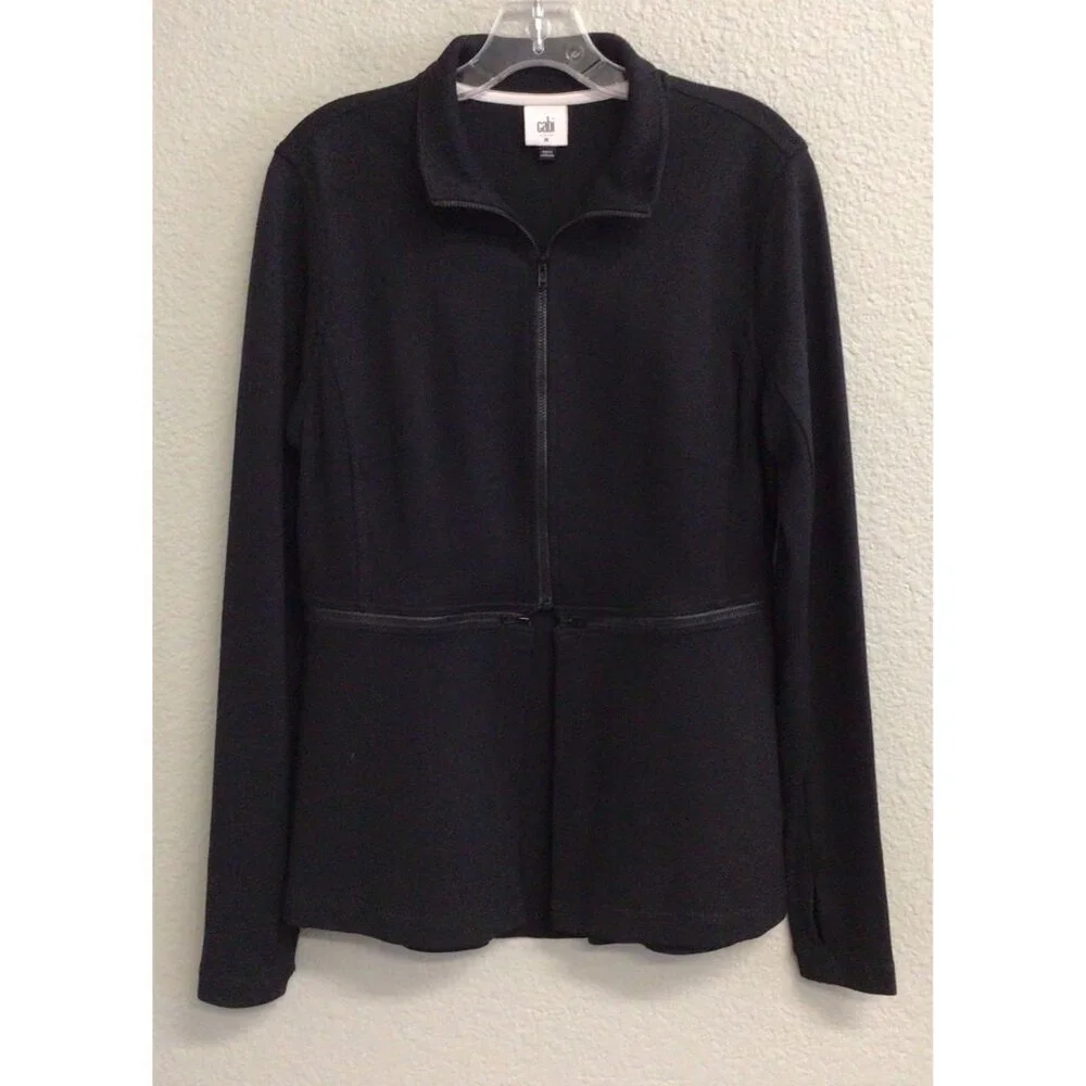 Cabi Relax Convertible Stretch Ponte Knit Long Black Zip Jacket 5655 Sz Medium - Picture 3 of 14